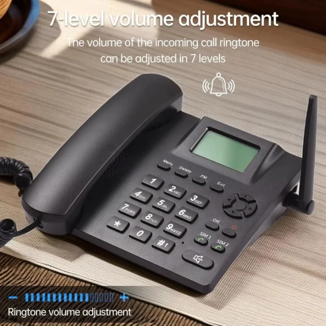 Téléphone de bureau double SIM et rechargeable