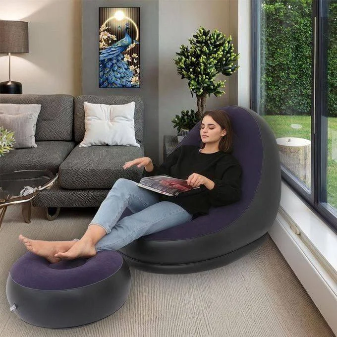 Fauteuil gonflable avec repose-pieds